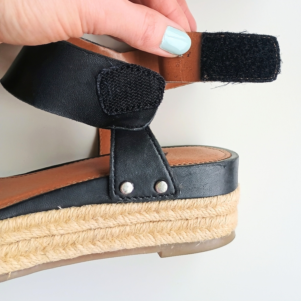 Women's Sarto By Franco Sarto Black Sierra Platform Wedge Espadrille Sandals 5M - Picture 7 of 12